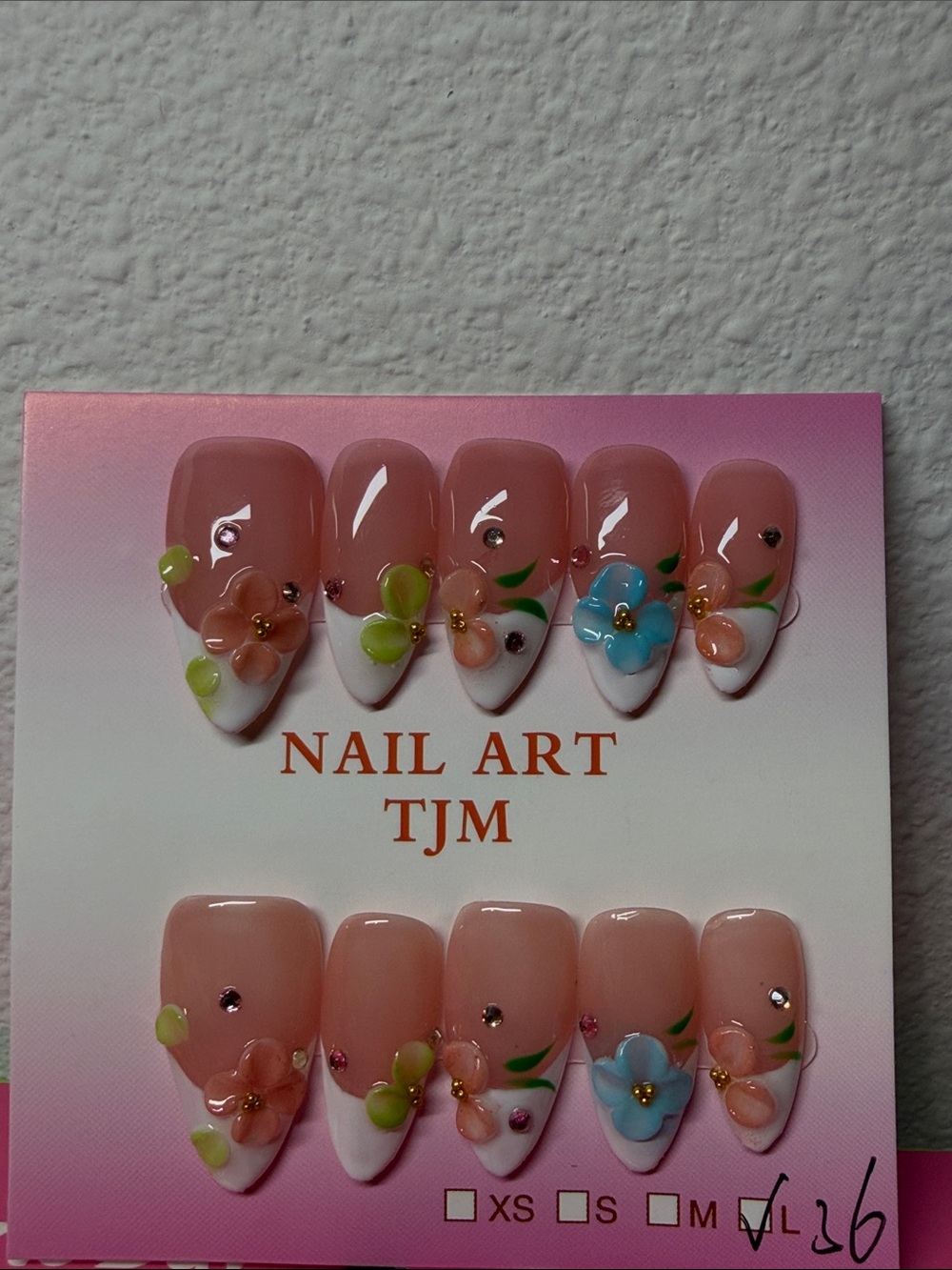 Pink Floral French Tip Press-On Nails
